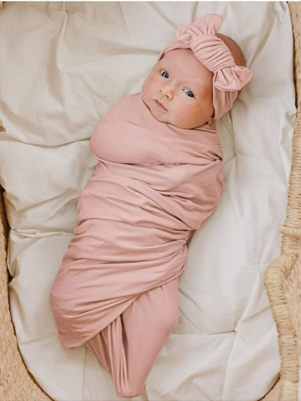 Konssy Pink Newborn Swaddle and Headband Set NWT